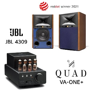 쿼드(QUAD) VA-ONE Plus(플러스) 진공관앰프 + [삼성전자 수입 정품] JBL 4309 스튜디오 모니터 월넛(블루그릴)